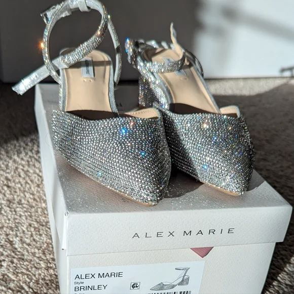 Alex Marie Brinley Rhinestone Round Heel Pumps, Size 5.5, Color Silver - Picture 13 of 13
